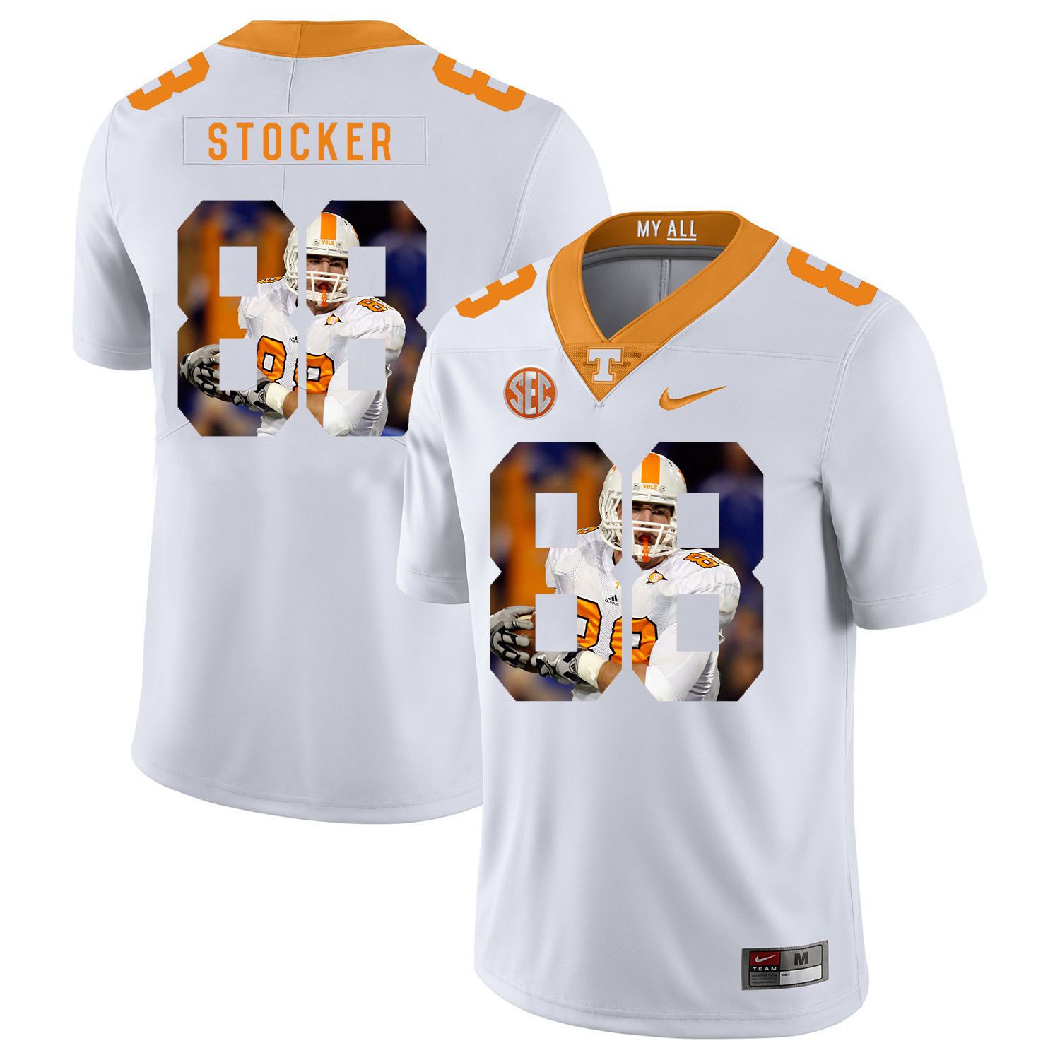 Men Tennessee Volunteers #88 Stocker White Fashion Edition Customized NCAA Jerseys